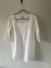 Match Point White Linen Blouse
