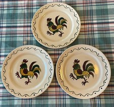 VTG 3 Metlox Poppytrail Red ROOSTER 10”Dinner Plates California Provincial