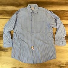 Brooks Brothers Shirt Mens 16-2 Blue Stripe Dress Shirt Button Up Cotton
