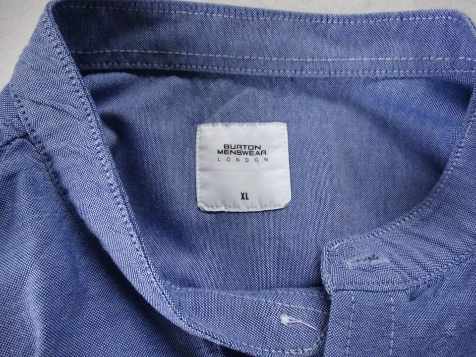 BURTON COTTON PALER BLUE THAN PHOTO SHIRT ALTERED TO GRANDAD COLLAR XL - Image 3 of 4