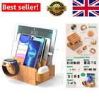 Sleek Wooden Charge Dock for Phones & Tablets - Nightstand Organizer Included