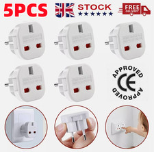5 Pack EU Travel Adapter Plug| UK to Euro Europe Adaptor 2 pin Plugs Europea