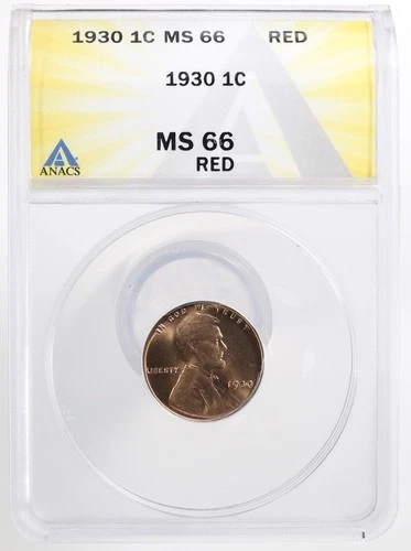 ANACS MS66 RED 1930 Lincoln Cent Wheat reverse 1c Nice Coin