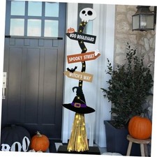 Halloween Wooden Witch Broom Lighted for Indoor/Outdoor Decorations