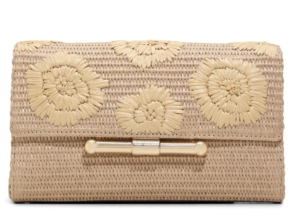 TED BAKER Cassy Clutch Crossbody Floral Beige Natural NWT