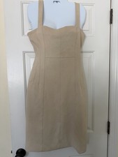 GUESS Tan Faux Suede Lace Up Back Bodycon Midi Dress Size 8
