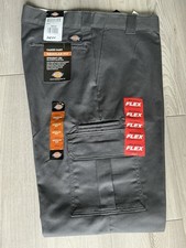 Dickies Cargo Pants Regular Fit 36x34 Charcoal Polyester Cotton