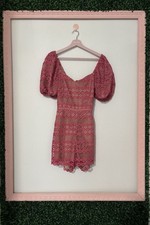 NWT ADELYN RAE PRAYA TIE BACK CROCHET LACE SORBET PINK ROMPER Sz M