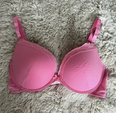 Pink Lace Trim Bra - Image 1 of 4