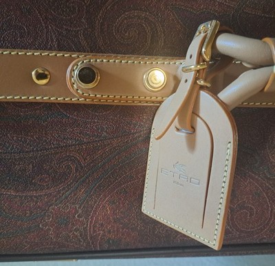 Etro Elegant Brown and Tan Rolling Travel Suitcase