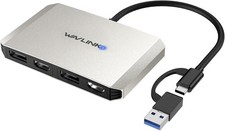 WAVLINK USB C and USB3.0 to Dual 4K DisplayPort  HDMI Adapter, Displaylink Dual