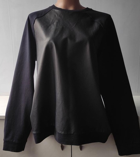 Women COS Pullover Navy Faux Leather M