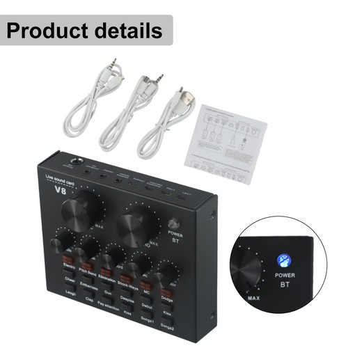 Carte Audio V8 pour Sortie Sonore Améliorée en Gaming et Streaming Design Comp - Afbeelding 9 van 12
