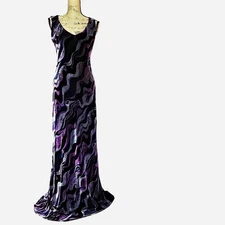Gothic 90s English Eccentrics Helen David Long Velvet Wave Dress UK 10/12 (US 8)
