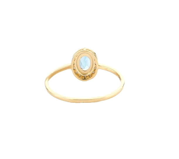 0.75 CT Natürlich Blau Topas Und Diamanten Halo Verlobungsring IN 10k Gelbgold - Bild 4 von 4