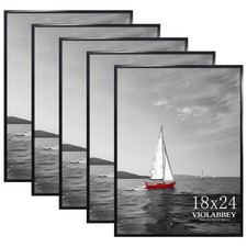 18x24 Frame Set of 5, 18 x 24 Black Poster Frames for Wall Mounting Verticall...