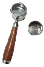 YMWVH 51mm Bottomless Portafilter 3 Ears for Espresso Machine, Walnut Handle