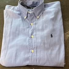Ralph Lauren Classic Fit Men's Dress Shirt Blue Cotton 16-34/35 Button-Down