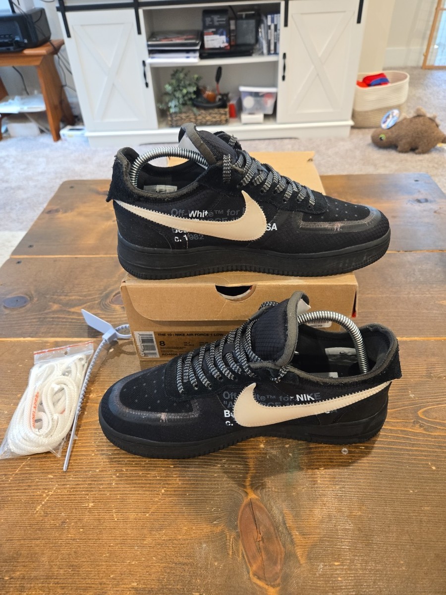 Off White x Nike Air Force 1 Low Black - Size 8 Mens - AO4606-001