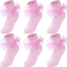 3 Pairs Girls Ruffle Socks Frilly Socks Big Ruffle for Toddler Girls