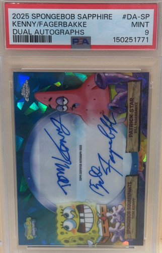 2025 SPONGEBOB SAPPHIRE KENNY/FAGERBAKKE DUAL AUTOGRAPHS PSA 9