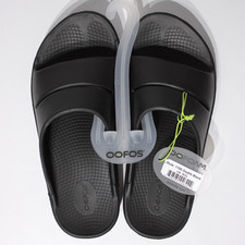 New With Tag OOFOS OOahh Black Lightweight Recovery Slide Sandal Men Size 10