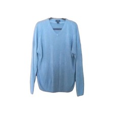 Men's Pullover Sweater Blue V-Neck Lightweight Size XXL