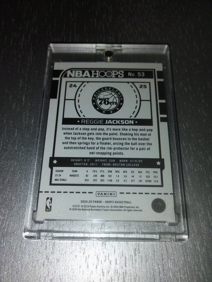 Aros NBA 2024-25 Reggie Jackson 1/1 prueba de artista negro verdadero 1 de 1 Foto 3 de 3
