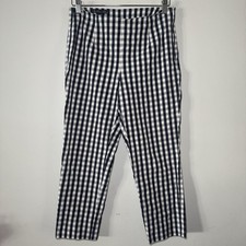 Brooks Brothers Natalie Fit Gingham Cropped Pants Blue White Size 4