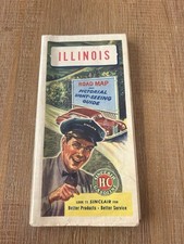 1940s Sinclair Oil Company Road Map and Pictorial Guide to Illinois