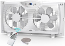 Twin Window Fan W/ 9-Inch Blades Reversible Airflow 3 Speeds Thermostat Control