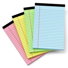 Colored Legal Pads 5x8, 4 Pack, Lined Note Pads 5x8 College Ruled, Note Paper...
