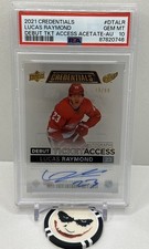 2021-22 UD Credentials Lucas Raymond Debut Ticket Access Autograph PSA 10 #/99