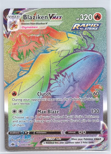 BLAZIKEN VMAX 200/198 CHILLING REIGN RAINBOW NM 2021 POKEMON HOLO