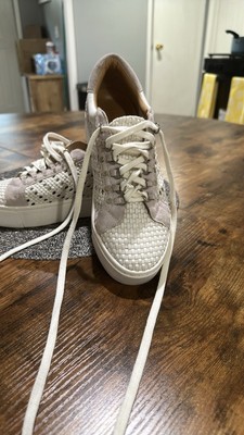Joie Handan WHITE Woven Leather Platform Lace-Up Sneakers EU 39 US 8 