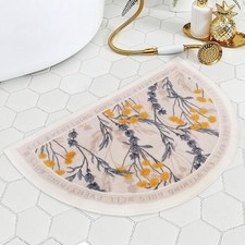 Half Circle Boho Bathroom Rugs - Non Slip, Machine Washable Half Round Bohemian
