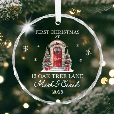 BEECREATIVEDESIGN Personalised First Christmas In New Home House Crystal Decoration With Gift Bag