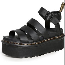 Image of brand New Dr Martens Blaire Quad flatform sandals in black
