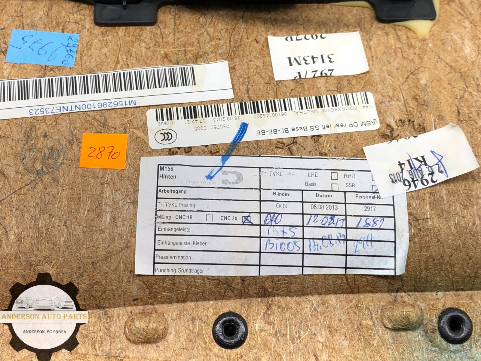 2014-2020 MASERATI QUATTROPORTE LEFT DRIVER REAR INTERIOR DOOR PANEL OEM #NOTE