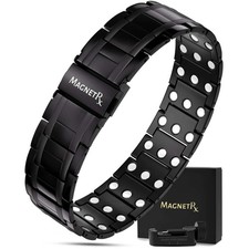 MagnetRX Black Magnetic Therapy Bracelet Wellness Jewelry with Sizing Tool Set