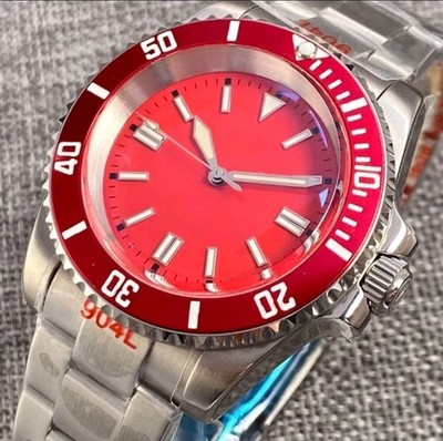  Automatic Pilot Wristwatch Red Dial Stainless Steel 40mm 200M sterile no logo