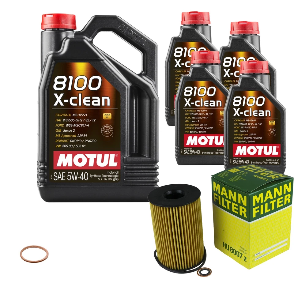MANN-FILTER, MOTUL MANN Inspektionspaket 9 L MOTUL 8100 X-CLEAN 5W-40 für BMW 6 Gran Coupe 650i