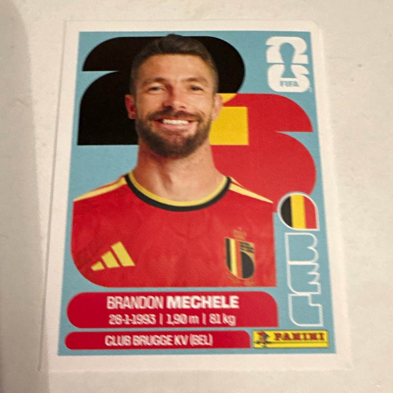 Panini FIFA World Cup 2026 BEL 6 Brandon Mechele Player Portrait Sticker