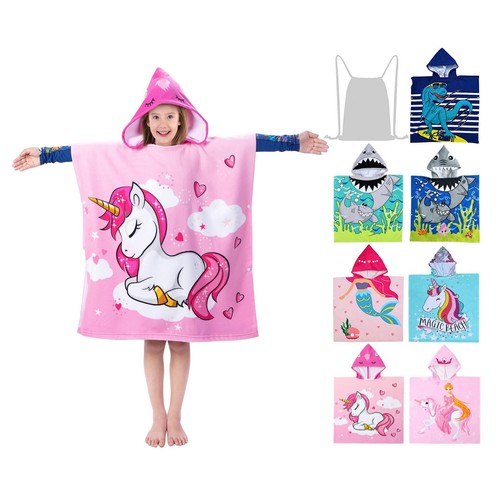 Hooded Beach Towels - Bath Towel Girls Boys Swim Cover-ups for Ages 4 to 10 P...