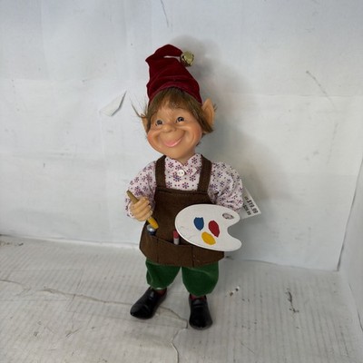 Celebrate It Christmas Treasures Darling Elves ELF THE ARTIST W/ Paint Brush New