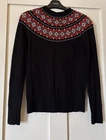 Hobbs Black Fair Isle Merino Wool Cashmere Blend Knit Jumper XS (30" Bust)