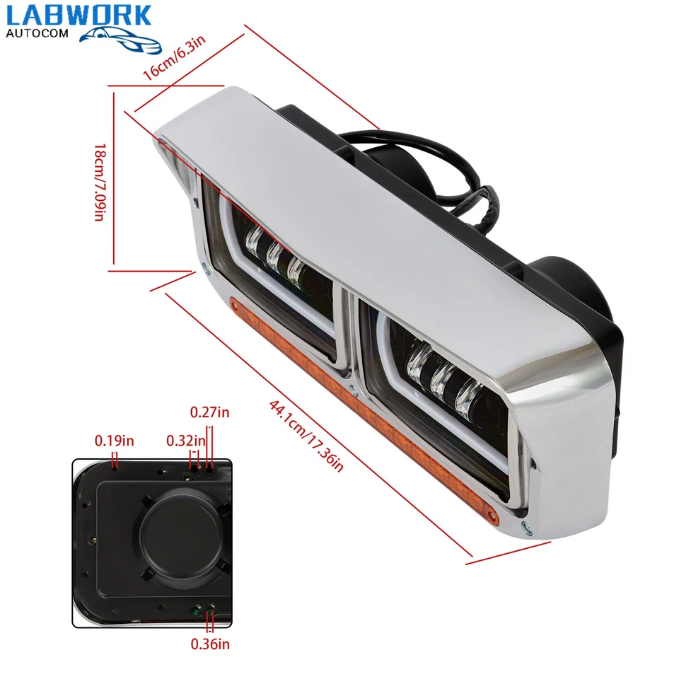 Pair Full Led Headlights For Kenworth T800 Peterbilt Freightliner Western Star - Image 3 of 4