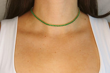 4MM Round Cut Lab Created Emerald Women's Choker Necklace 14k Yellow Gold Plated