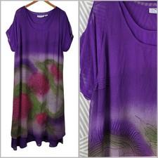 Vintage Slip Dress Plus 3X Long Midi Layered Chiffon mesh Purple Art To Wear 