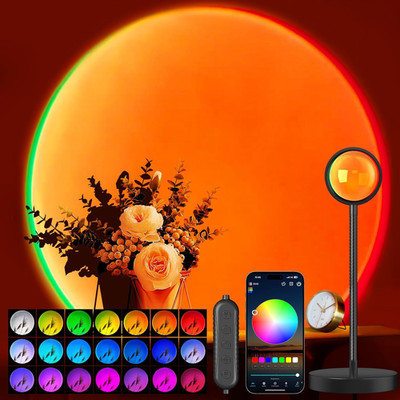 Sunset Lamp Projector with APP & Button Control, 360 Degree Rotation Multiple Co